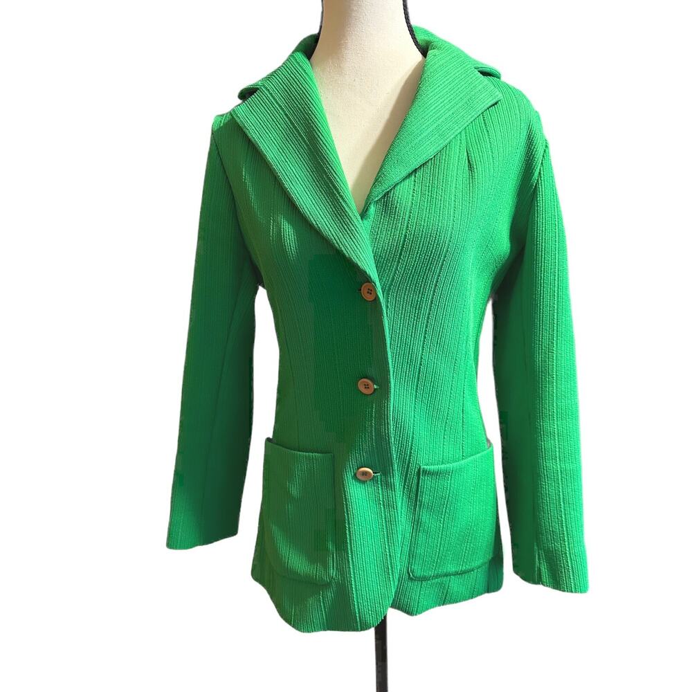 1970’s Woman’s Blazer Lime Green Textured Vintage Brook valley By Fairfield